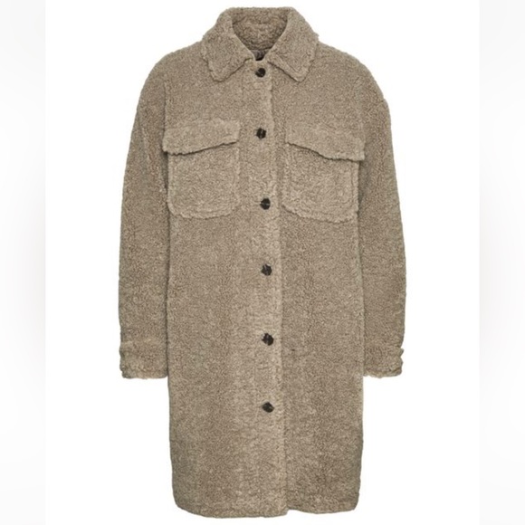 Vero Moda Jackets & Blazers - Vero Moda Kylie Filucca long teddy coat shacket oatmeal